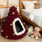 Christmas Tree Cat House & Bed – Winter Warm Enclosed Cat Nest, Cozy Security Hideaway for Cats & Kittens