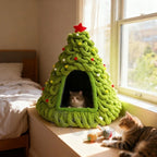 Christmas Tree Cat House & Bed – Winter Warm Enclosed Cat Nest, Cozy Security Hideaway for Cats & Kittens