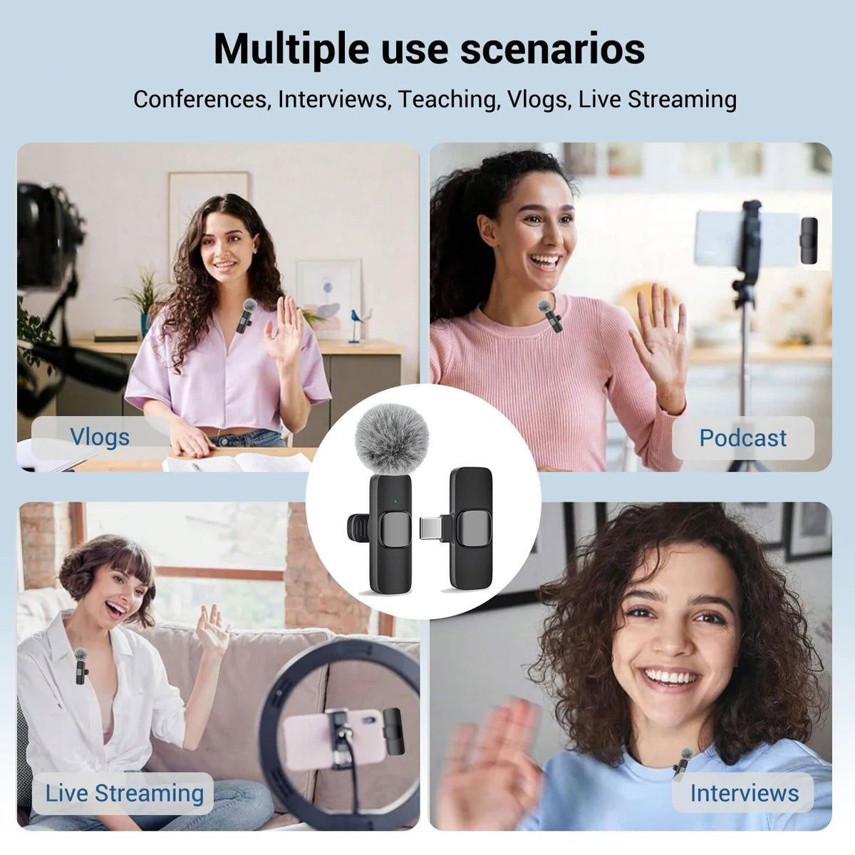 USB-C Wireless Lavalier Microphone – Portable Clip-On Travel Mic