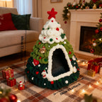 Christmas Tree Cat House & Bed – Winter Warm Enclosed Cat Nest, Cozy Security Hideaway for Cats & Kittens