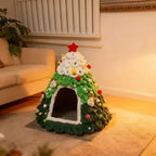 Christmas Tree Cat House & Bed – Winter Warm Enclosed Cat Nest, Cozy Security Hideaway for Cats & Kittens