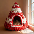 Christmas Tree Cat House & Bed – Winter Warm Enclosed Cat Nest, Cozy Security Hideaway for Cats & Kittens