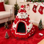Christmas Tree Cat House & Bed – Winter Warm Enclosed Cat Nest, Cozy Security Hideaway for Cats & Kittens