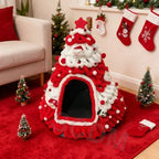 Christmas Tree Cat House & Bed – Winter Warm Enclosed Cat Nest, Cozy Security Hideaway for Cats & Kittens