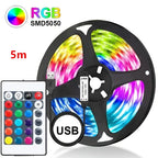Smart RGB 5050 LED Wall Strip Lights Bluetooth Music Sync APP Remote Flexible Ribbon for TV Backlight Bedroom Home Party Decor