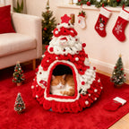 Christmas Tree Cat House & Bed – Winter Warm Enclosed Cat Nest, Cozy Security Hideaway for Cats & Kittens