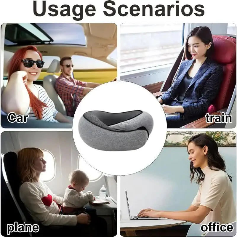 Emesa Home Travel Neck Pillow Memory Foam U-shaped Pillow Snail Style Travel Neck Support Portable Adjustable Soft Noon Break Sleep Pillows