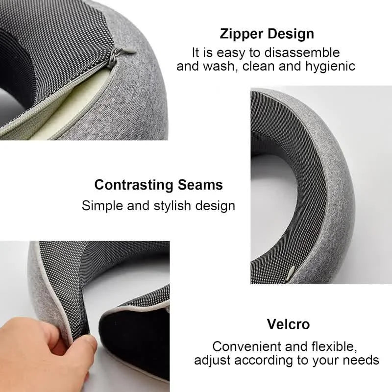 Emesa Home Travel Neck Pillow Memory Foam U-shaped Pillow Snail Style Travel Neck Support Portable Adjustable Soft Noon Break Sleep Pillows